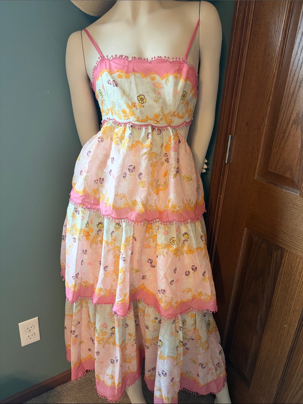 Floral Tiered Long Maxi Dress Size Medium